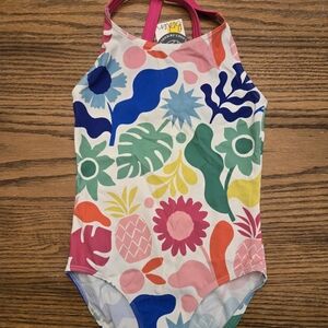 New with Tags Mini Boden Floral Flower Colorful Swimsuit - Size 7-8
